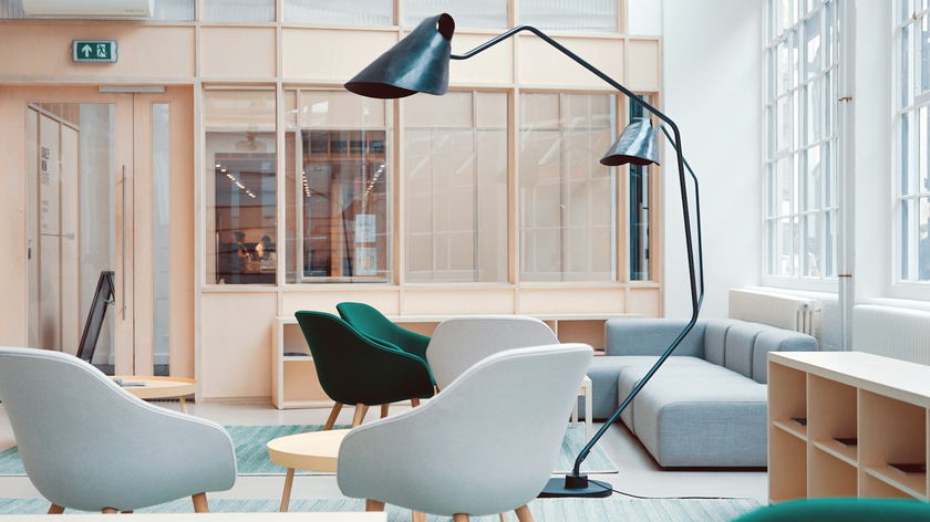 Modern co-working space with shared desks