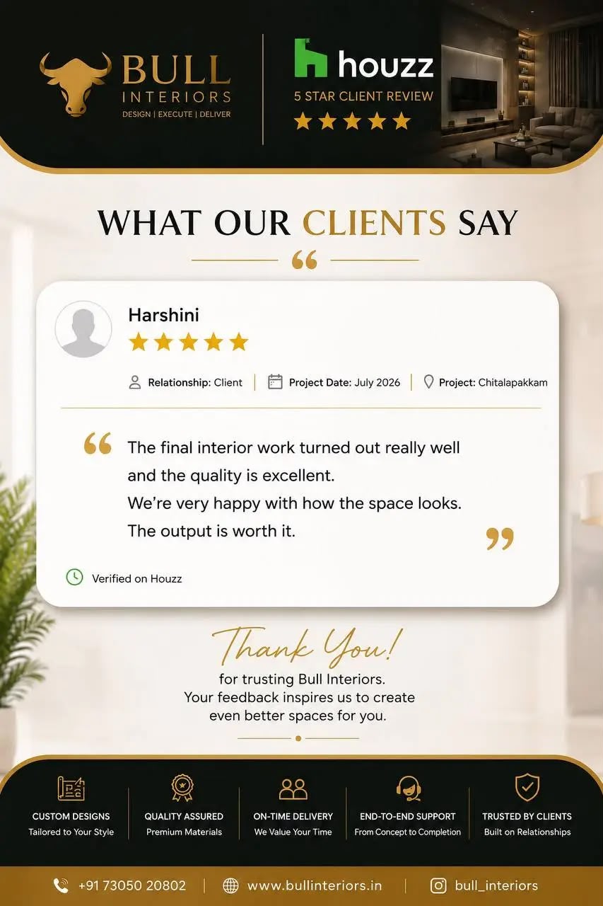 Harshini Chitalapakkam Houzz review creative with five-star feedback.