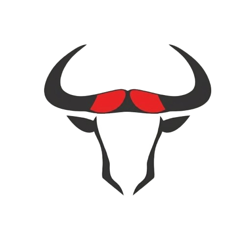 Bull head logo with red eyes